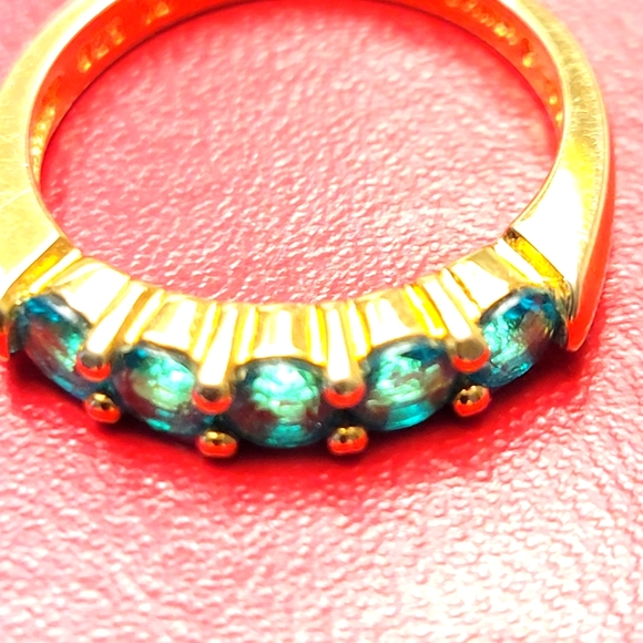 ANTIQUE Emerald Gold/ Sterling 925 Ring Sz8 - Picture 7 of 8